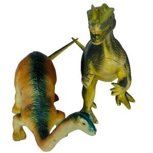 Vintage 80s Diplodocus and Dilophosaurus Dinosaurs Lot of 2 China